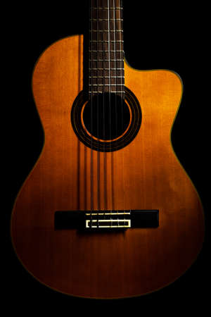 Close-up guitar in black backdrop ,Abstract,classic guitarの写真素材