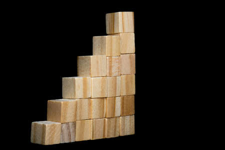 woods block on black background,close-upの写真素材