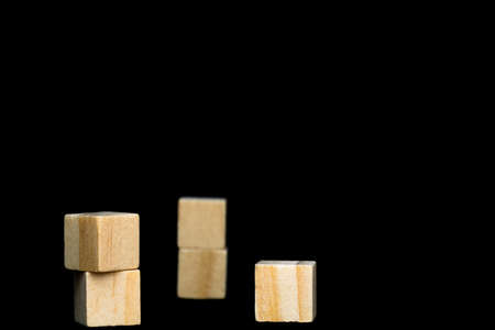 woods block on black background,close-upの写真素材