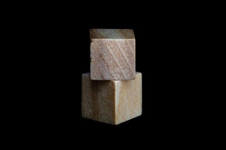 woods block on black background,close-upの写真素材