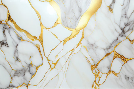 Gold and white marble texture background with high resolution. Marble pattern with golden veins.の素材