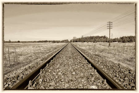railroad in a vintage style film の写真素材