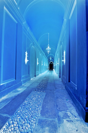 Hallucination, blue corridorの写真素材