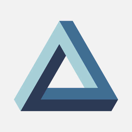 Blue Penrose Triangle on light background