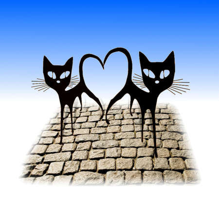 Two enamored catsのイラスト素材