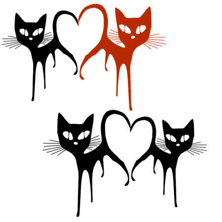 Two enamored catsのイラスト素材