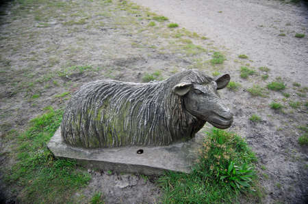 Wooden symbolic sheep.Pietzmoor.Schneverdingenの写真素材