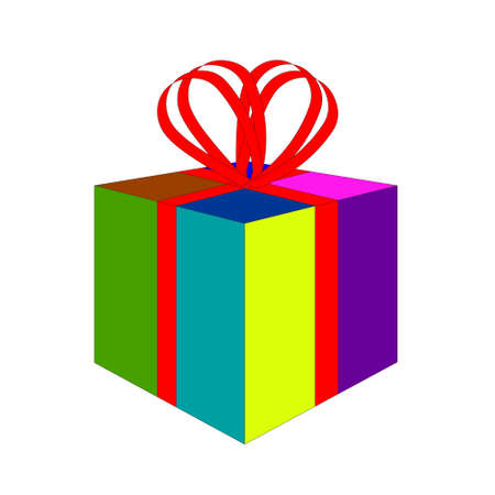 Colorful gift box with red ribbonのイラスト素材