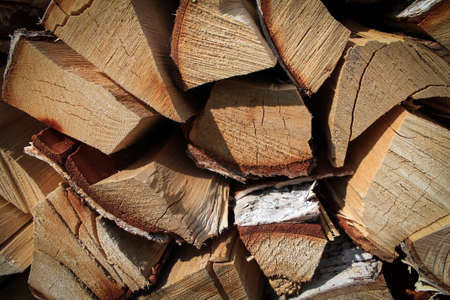 Wooden beams, firewood. Wooden log wooden backgroundの写真素材
