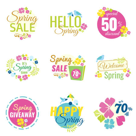 Spring Sale Colorful Design Elements - Labels and Badgesのイラスト素材