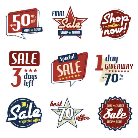 Vector set of American style Sale Signboards and badgesのイラスト素材