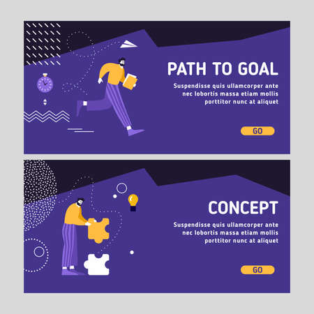 Modern business man tasks - how to achieve goals and working on succesful business concept.のイラスト素材