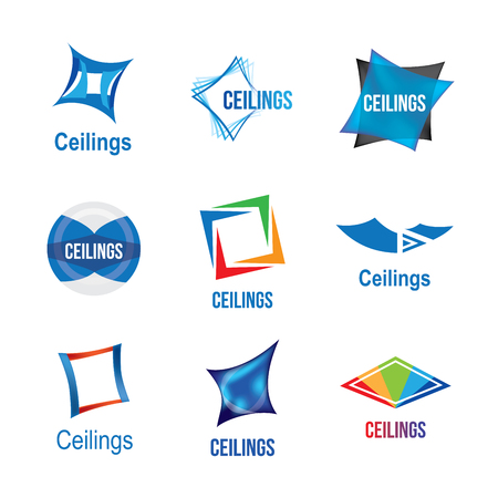 Set of logos for ceilings, tiles, floors and stretch ceilingsの写真素材
