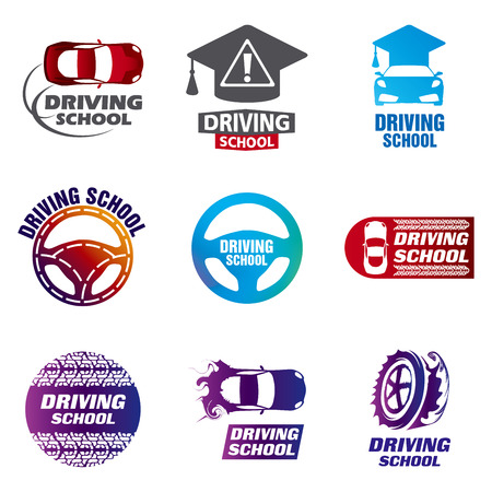 Set of vector logos driving school, carのイラスト素材