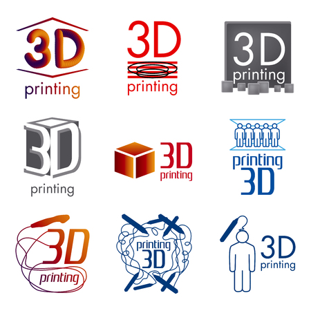 set icon 3D printing and 3D pensのイラスト素材