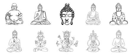 Vector illustration of Buddha, Buddhist meditationのイラスト素材