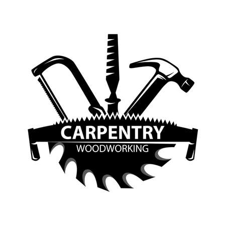 Vector logo of carpentry workshop, woodworkのイラスト素材
