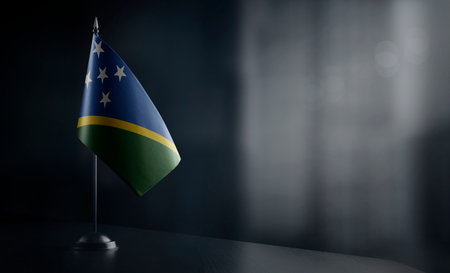 Small national flag of the Solomon on a black background.の写真素材