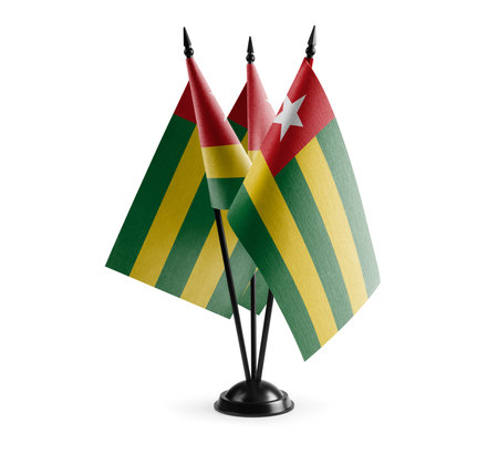 Small national flags of the Togo on a white background.の写真素材