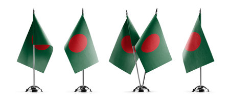 Small national flags of the Bangladesh on a white background.の写真素材