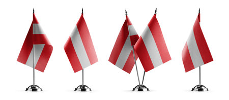 Small national flags of the Austria on a white background.の写真素材