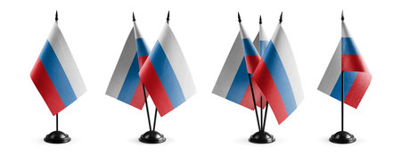 Small national flags of the Russia on a white background.の写真素材