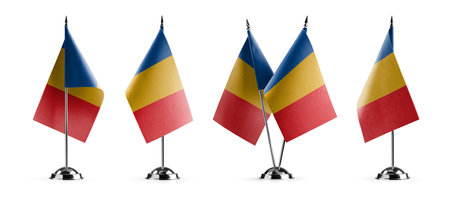 Small national flags of the Chad on a white background.の写真素材