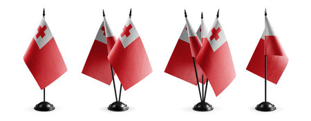 Small national flags of the Tonga on a white background.の写真素材