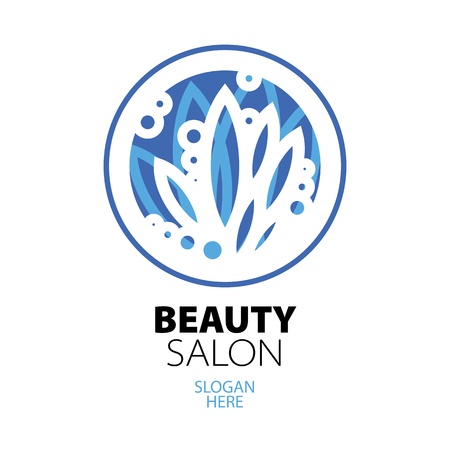 blue ball of leaves logo for beauty salonのイラスト素材