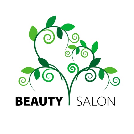 logo tree heart of green leaves in the beauty salonのイラスト素材