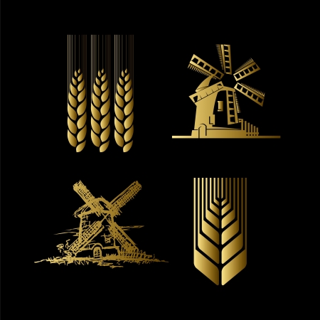 Bread icon on a black backgroundのイラスト素材