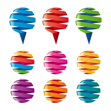 multicolored balloons twisted ribbonsのイラスト素材