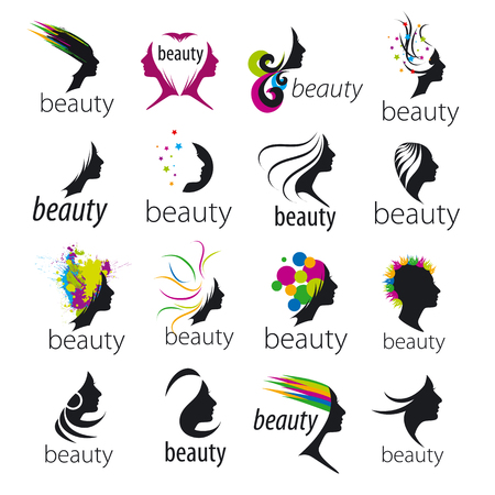 collection of vector icons beautiful female face のイラスト素材