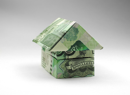 origami house of one thousand ruble noteの写真素材