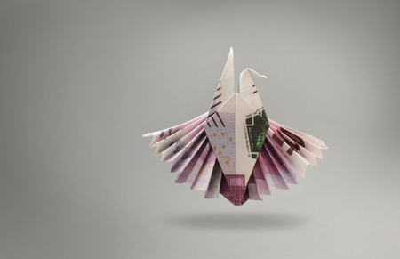 emblem of an eagle of five hundred euro banknotes. origamiの写真素材
