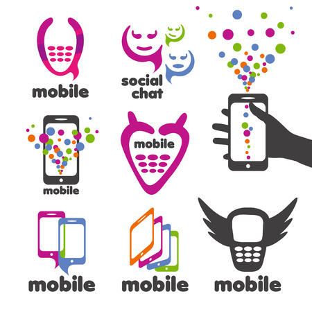 set of vector icons mobile and smartphonesのイラスト素材