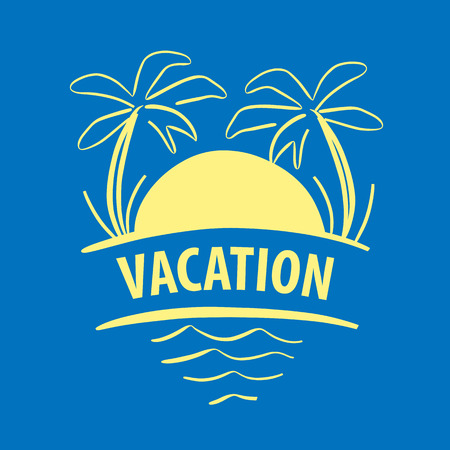 vector icon sun, palm trees, seaのイラスト素材