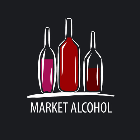 vector icon wine bottles on a black backgroundのイラスト素材