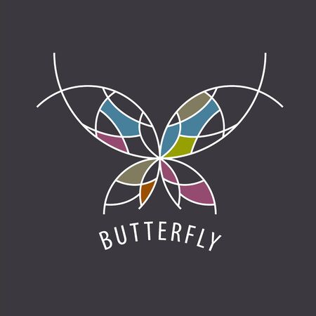 vector  schematic butterfly with color insertsのイラスト素材