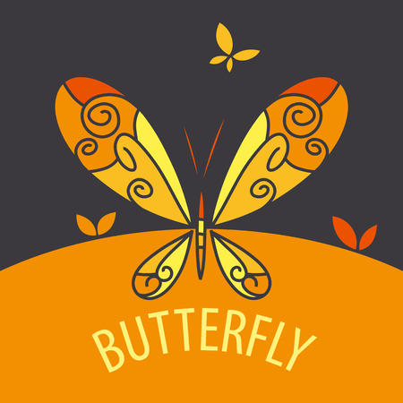 vector  butterfly on bright backgroundのイラスト素材