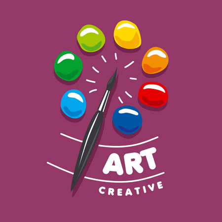 vector logo brush and palette with paintsのイラスト素材