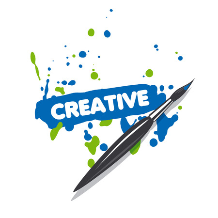 vector  brush and blue and green spray paintのイラスト素材