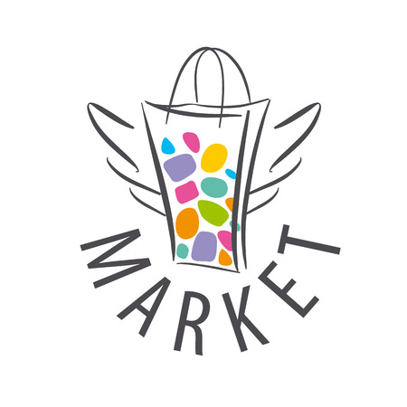 vector logo shopping bag with wingsのイラスト素材