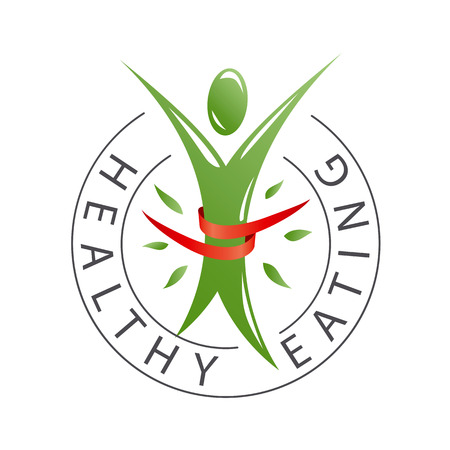 round vector logo human and red ribbonのイラスト素材