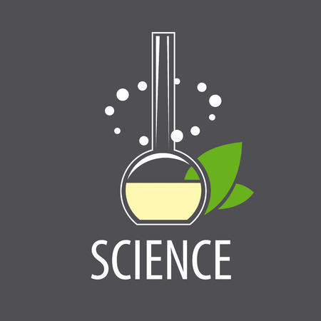 vector logo test-tube with liquid and leavesのイラスト素材