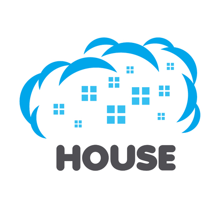 vector logo windows of houses in the cloudsのイラスト素材