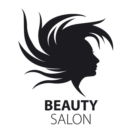 vector logo girl with flying hair for beauty salonのイラスト素材