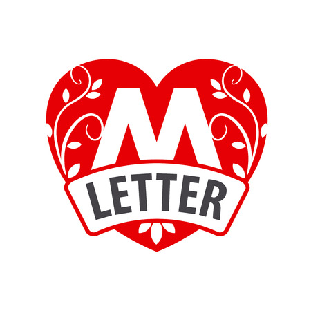 vector logo in the shape of a heart with the letter Mのイラスト素材
