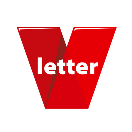 vector logo the letter V in the form of red tapeのイラスト素材