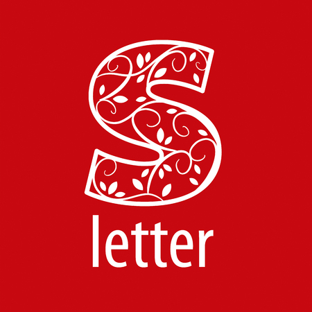 ornate letter S vector logo on a red backgroundのイラスト素材